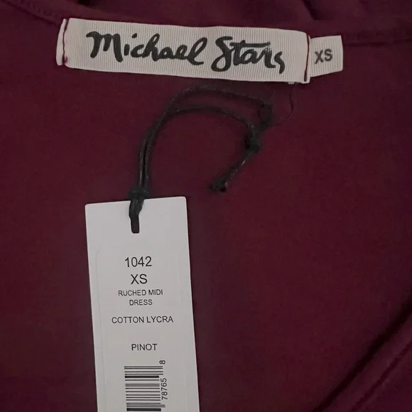 MICHAEL STARS NWT LYCRA RUCHED MIDI DRESS - Picture 5 of 6